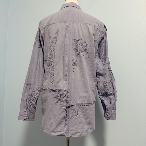 Anthropologie Handkerchief Buttondown Eyelet Embroidered Sky Blouse Size S - Picture 4 of 10